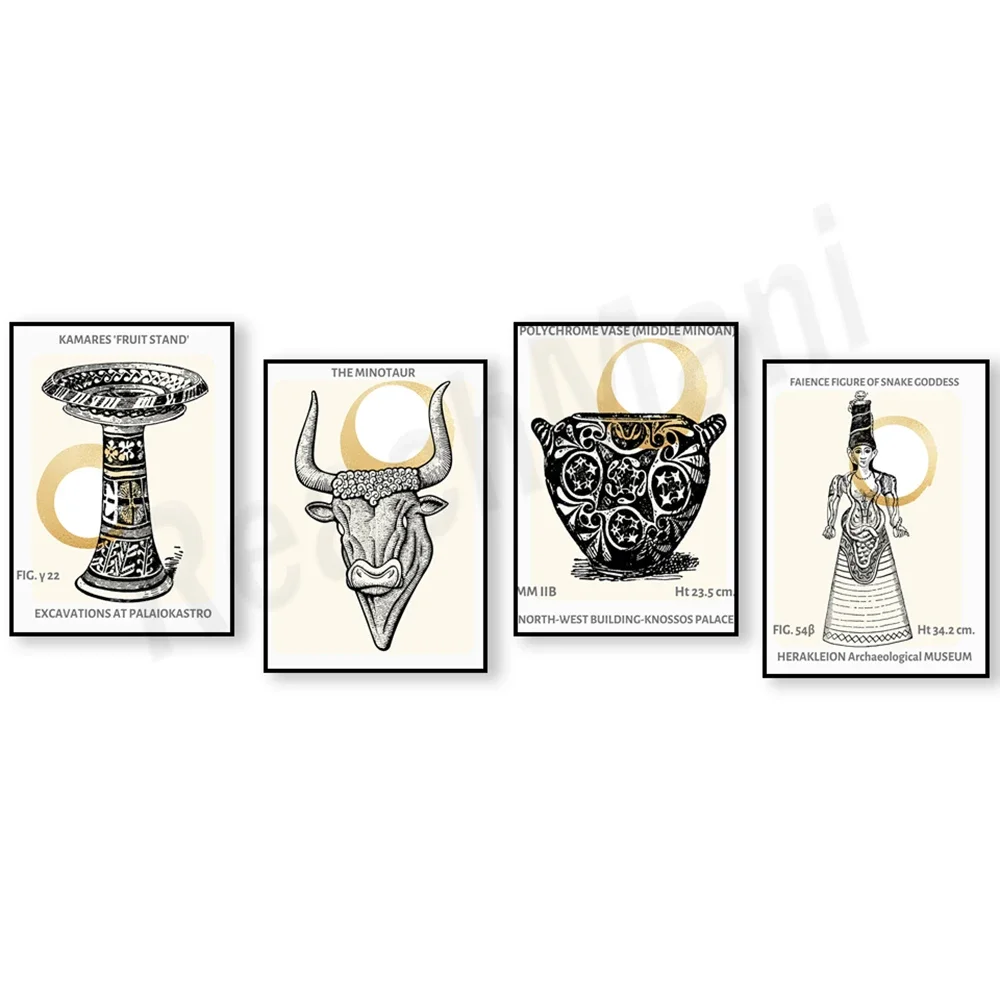 Змея Греческая Богиня Минотавр Древняя Керамика Миноан Эстетика Академический