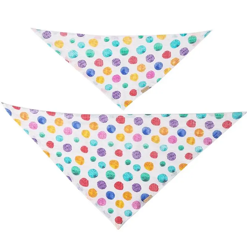 

A0NA Dog Triangle Scarves Pet Scarf Bibs Adjustable Collar Cotton Bandanas with Rainbow Dots Fits for Most Dogs and Cats