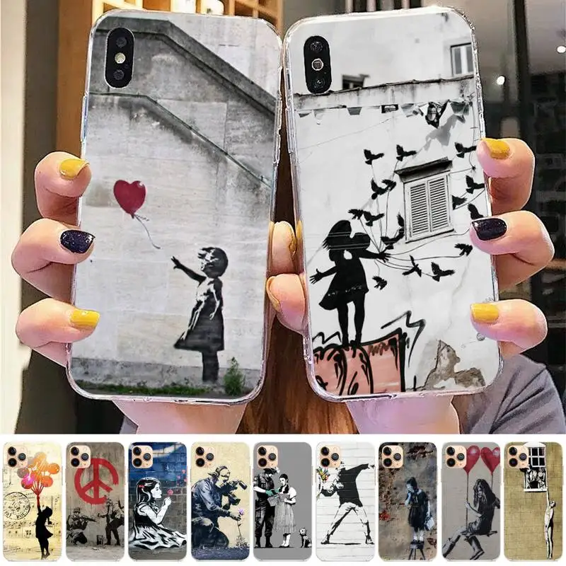 

Yinuoda Street Art Banksy Graffiti Phone Case for iPhone 11 12 13 mini pro XS MAX 8 7 6 6S Plus X 5S SE 2020 XR case