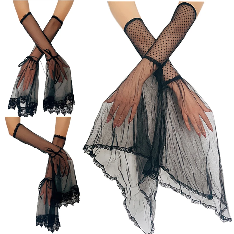 Черное Шелковое Прозрачное Свадебное Платье Перчатки