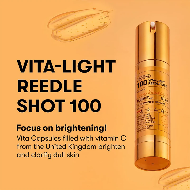 Фото Сыворотка Vita-Light Reedle с капсулами витамина C и витамином E: Корейский бустер для кожи, улучшающий текстуру кожи, интенсивное сияние на ночь №2