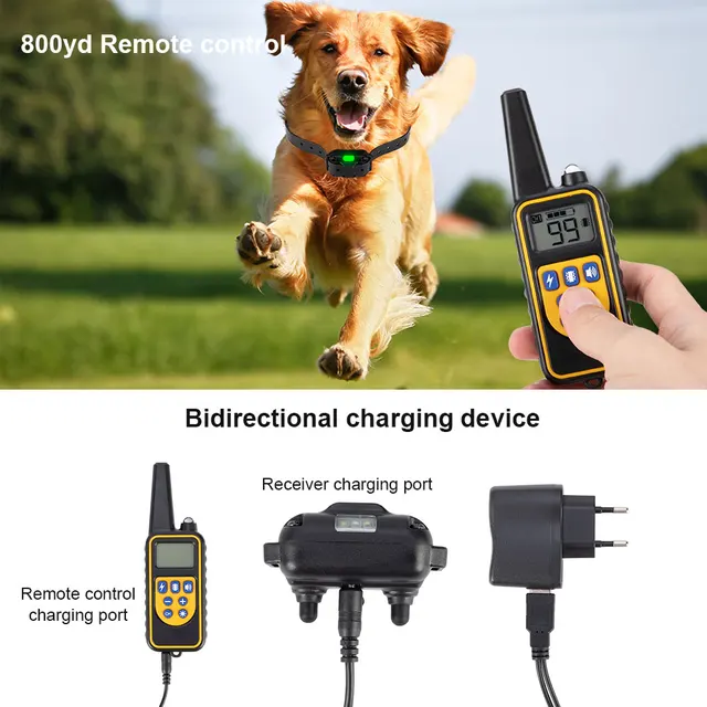 800m Digital Dog Training Collar Waterproof Rechargeable Remote Control Pet with LCD Display for All Size Shock Vibration Sound 2