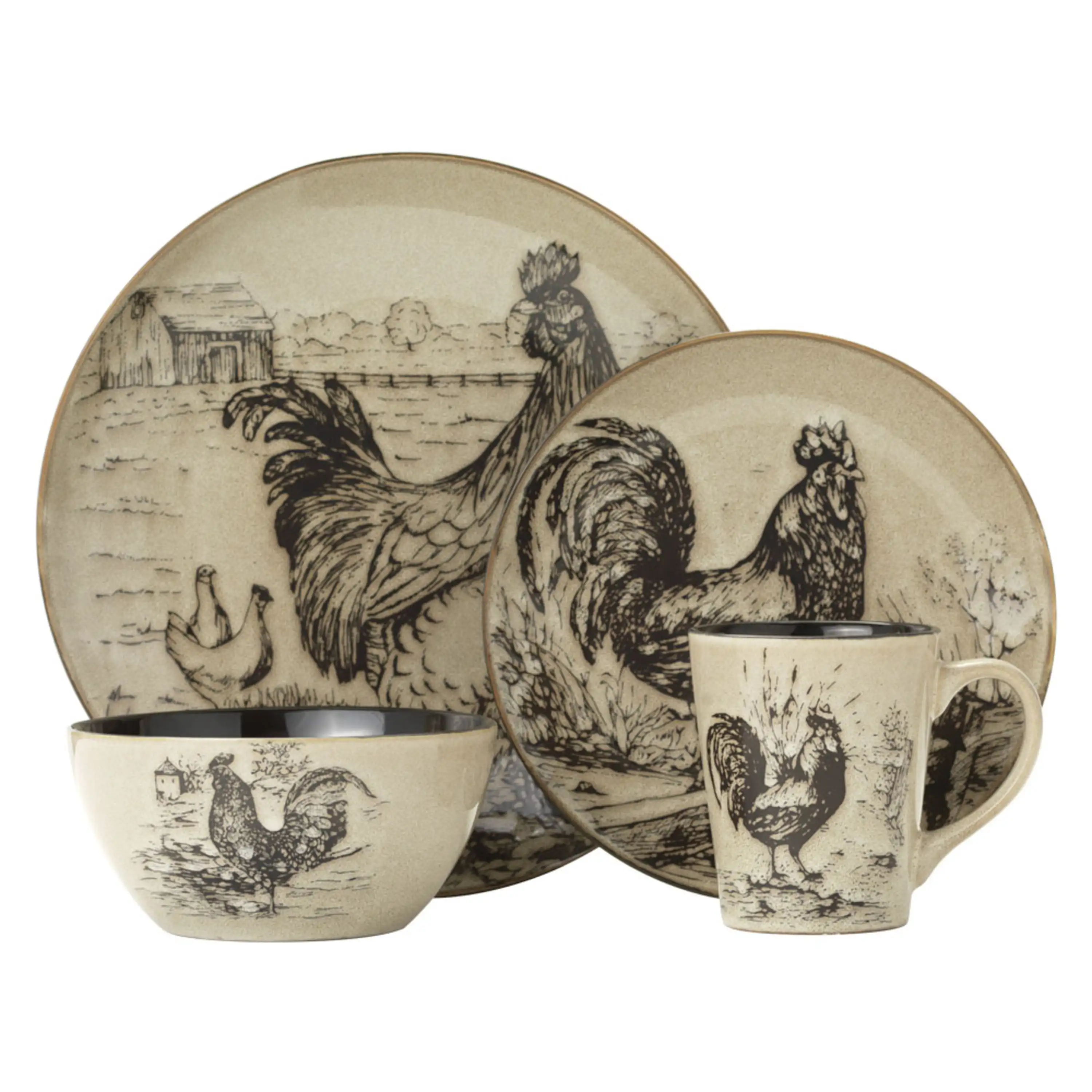 

Pfaltzgraff® Homespun Stoneware Rooster 16-Piece Dinnerwarecomplete tableware set
