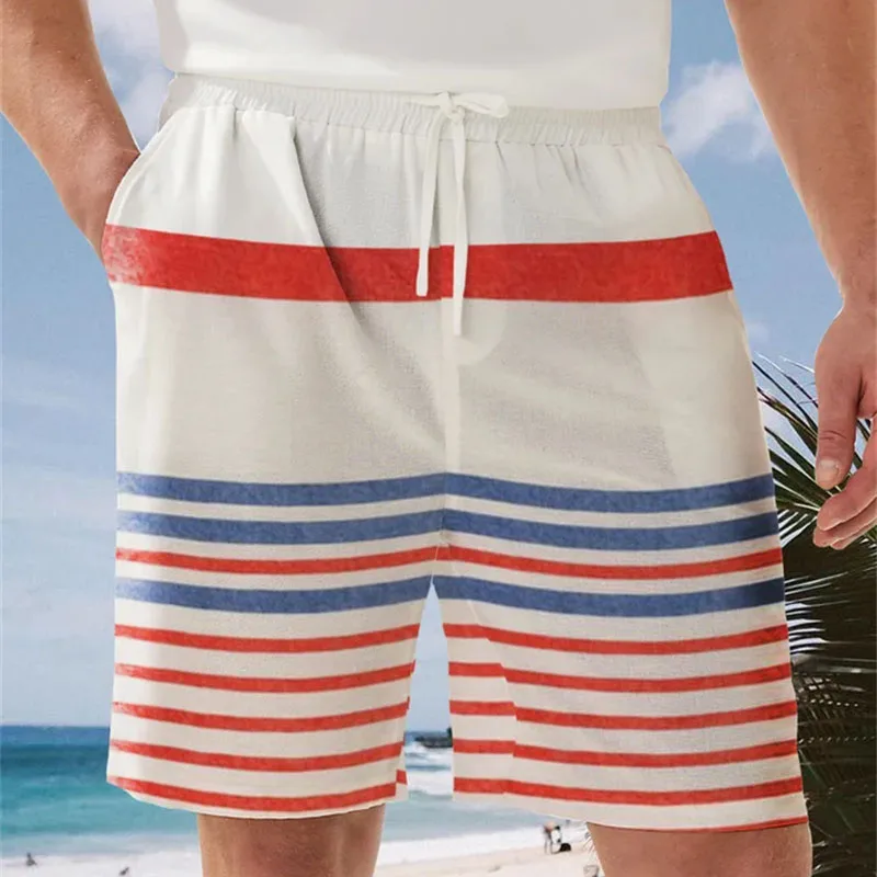 

2023 men's summer shorts, beach and seaside personalized prints, retro trend, quick drying, casual and lazy vacation, summer and