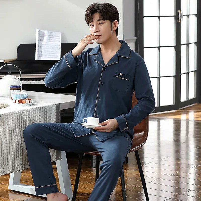 

Cotton New Pijama for Men 2 Pieces Lounge Sleepwear Pyjamas Plaid Spring Bedgown Home Clothes Man Oversize Spring Pajamas Set