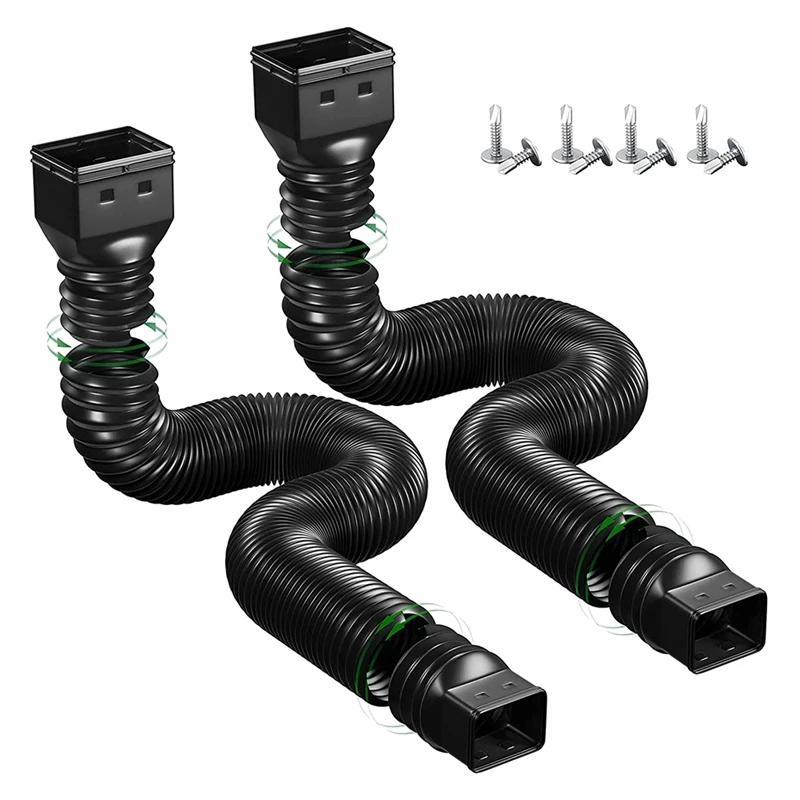 

2 Pack Gutter Downspout Extensions Extendable From 21 To 60 Inches Rain Drain Pipe Rain Drain Pipe (Black)