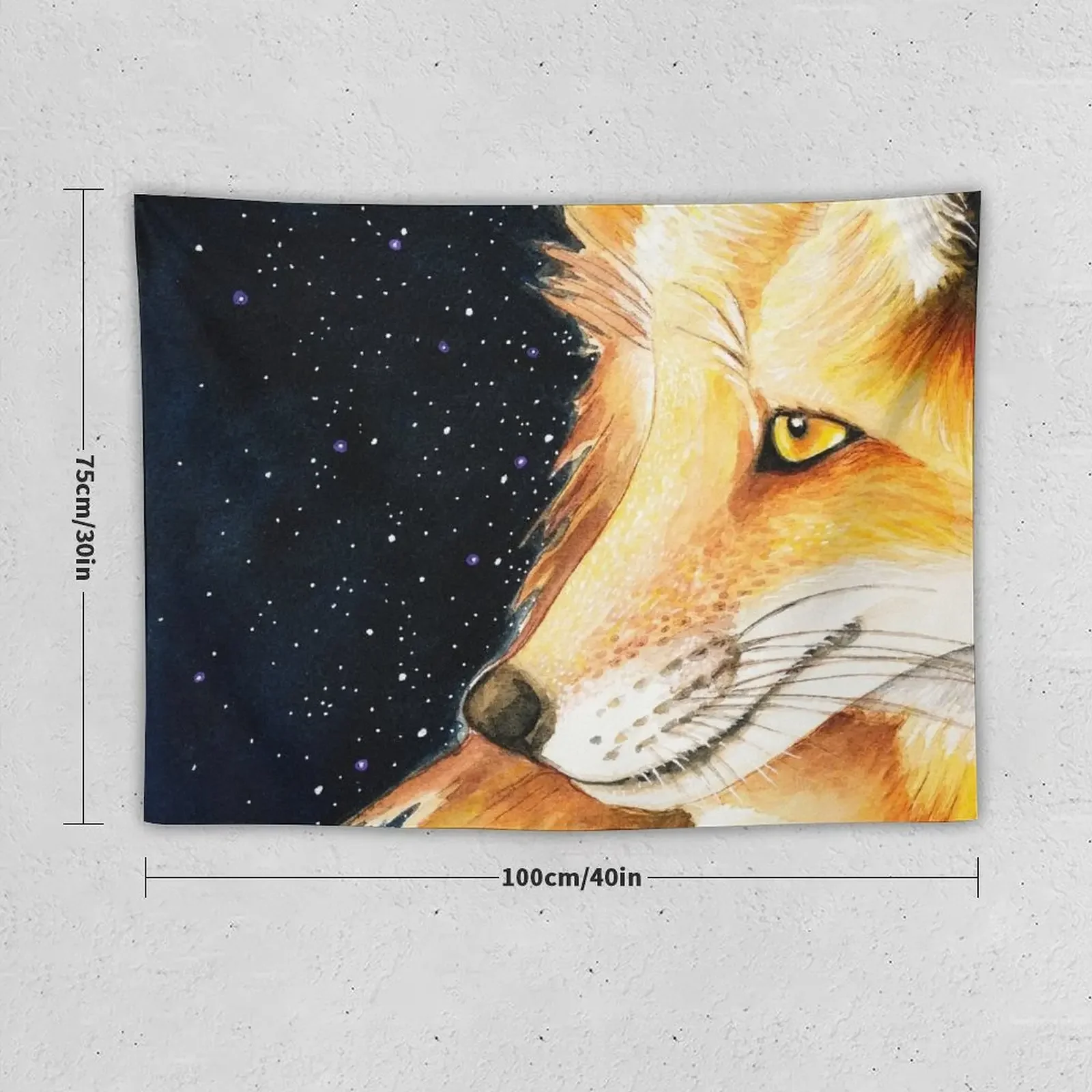 Красная Лиса галактика акварельный гобелен Декор для спальни художественная