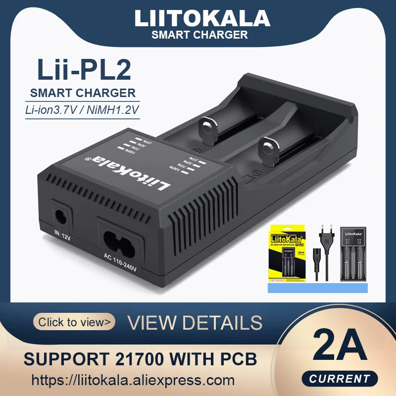 

Умное зарядное устройство LiitoKala Lii-C2 18650 для аккумуляторов 21700/26650/18350/16340/AA/AAA 18500 в 3,7 в Ni-MH Ni-Cd