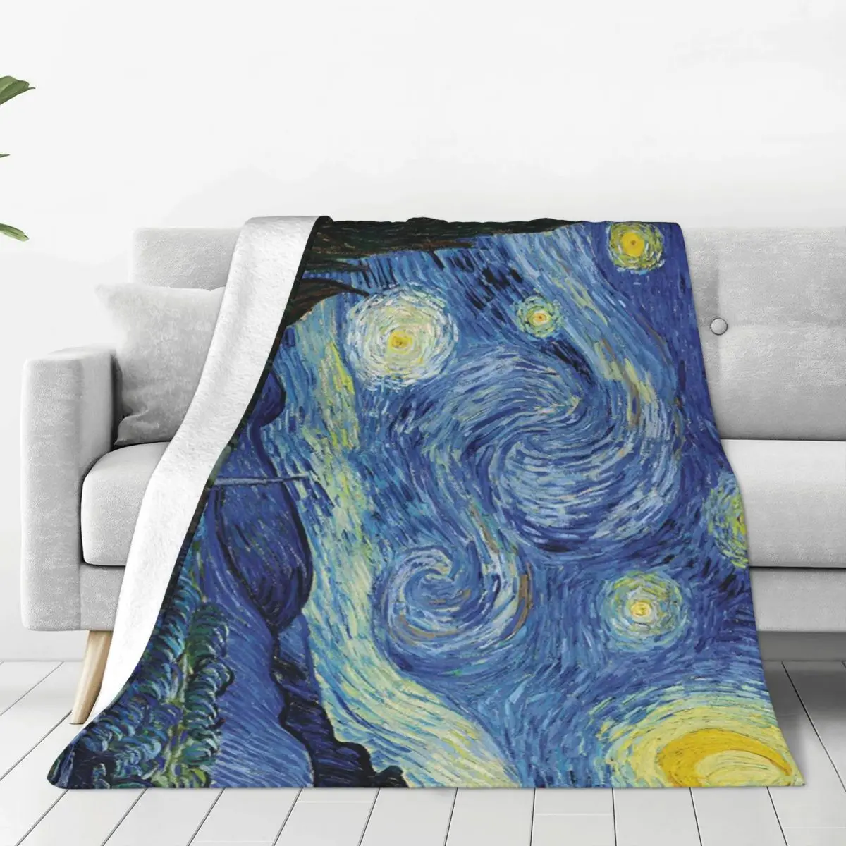 

Starry-Night Soft Flannel Throw Blanket for Couch Bed Warm Blanket Lightweight Blankets for Sofa Travel Blanket