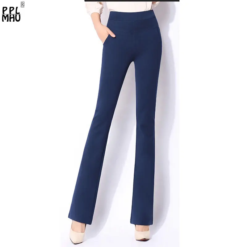 2023 New Arrival Sexy Slim High Waisted Work Wide Leg Pants Formal Elastic Big Size Trousers High Quality Women Office Pants