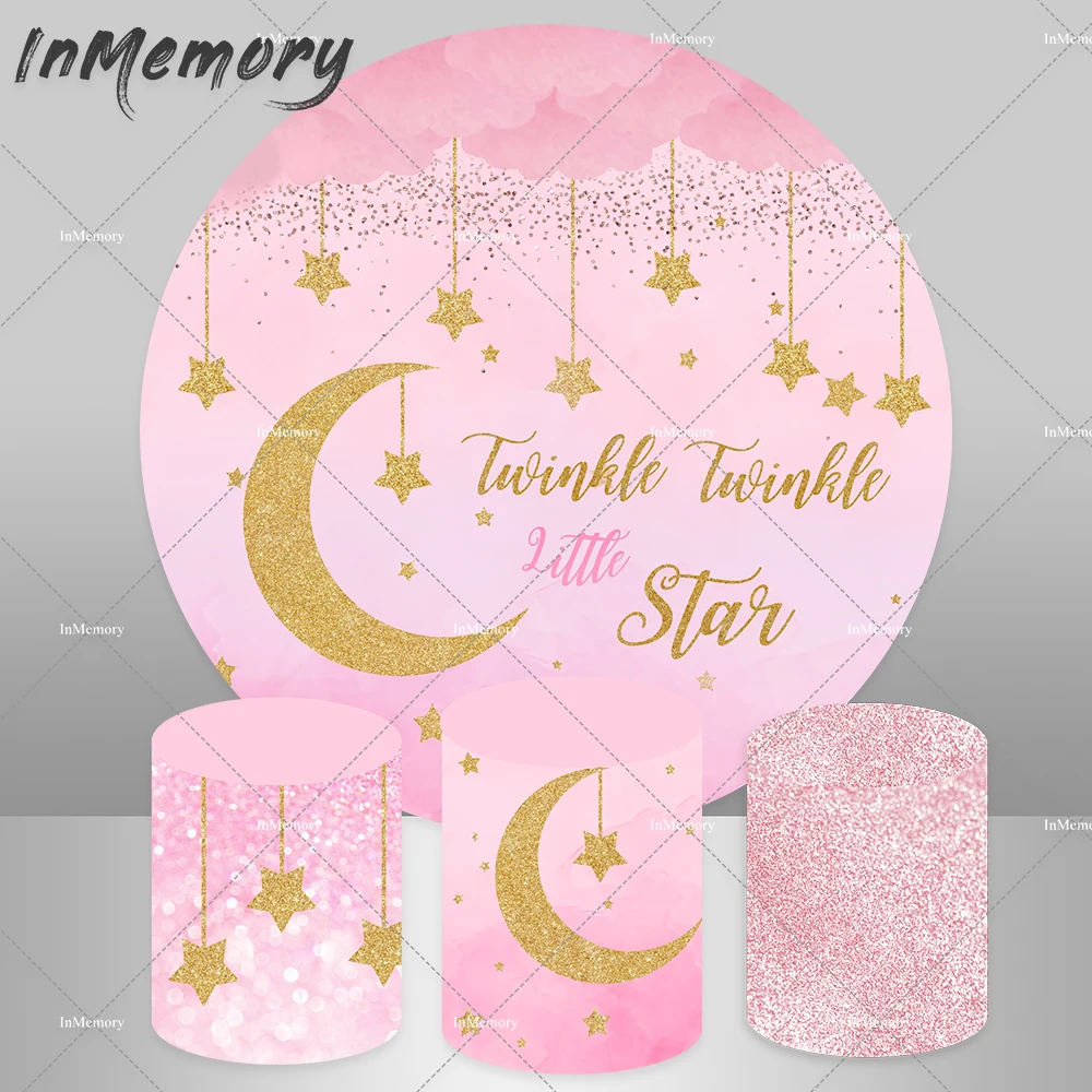 

Мерцающие маленькие звезды для маленьких девочек на день рождения круглые фоны на заказ Розовые золотые блестящие круглые фоны Plinth украшен...