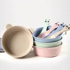 Детская посуда для кормления, мультяшная панда, детские блюда, Пшеничная солома, набор посуды для детского кормления, антигорячая детская тренировочная чаша, ложка