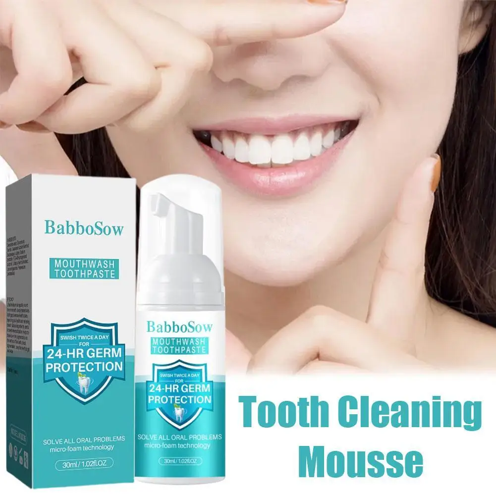 

Teeth Cleaning Foam Mouthwash Toothpaste 30ml Ultra-fine Stain Gum Remover Mousse Foam Deeply Clean Natural Oral Dental Care
