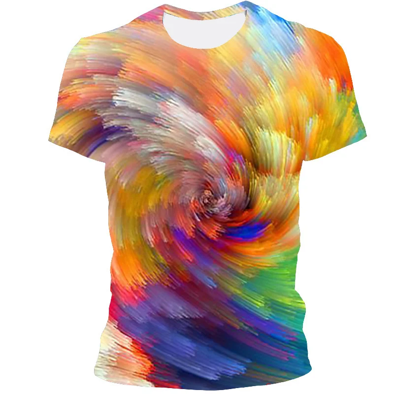 2021 Men's New Fashion 3D Printing Three-Dimensional Colorful Pattern Short-Sleeved Round Neck Casual T-Shirt |