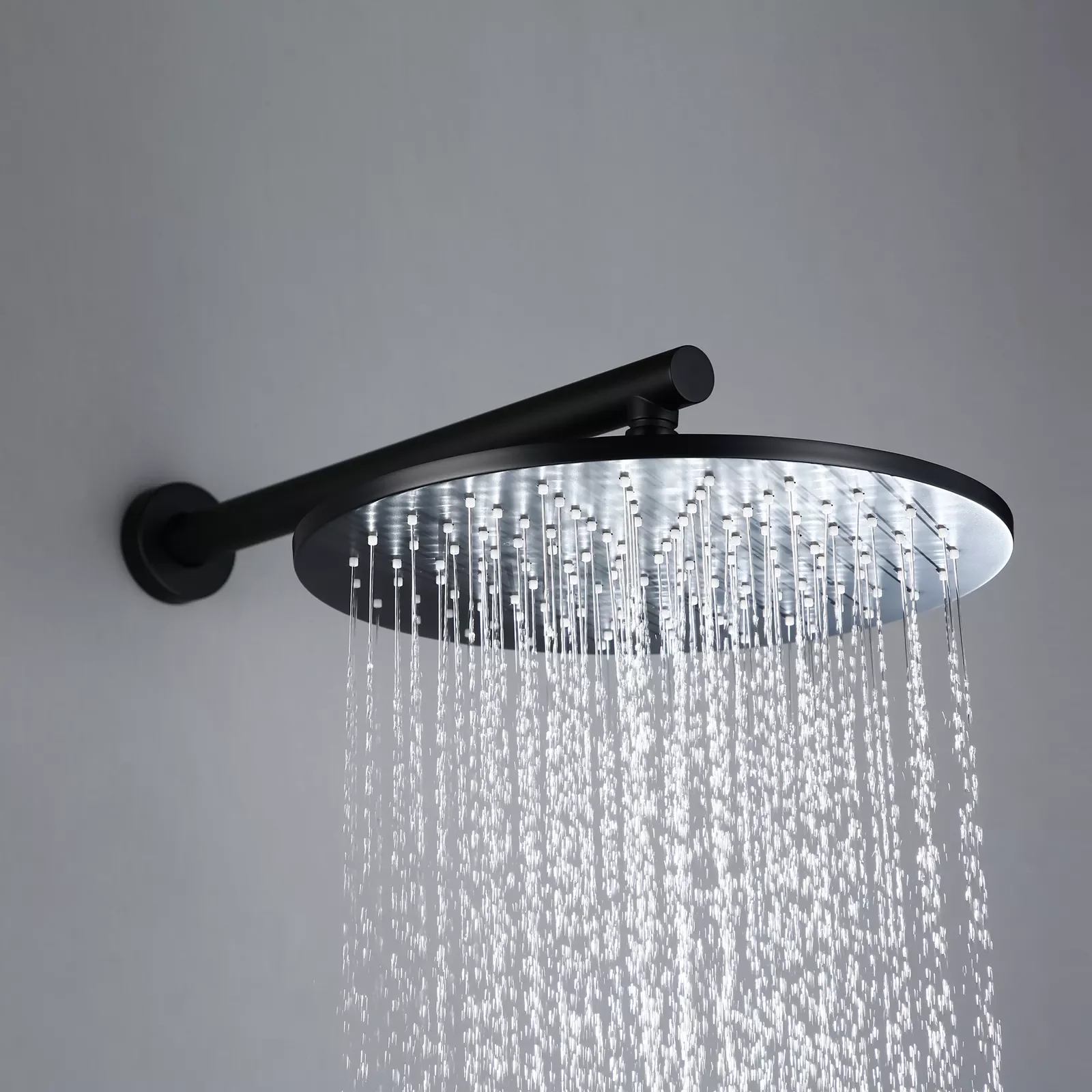 

Shower Set System Bathroom Faucet Mixer Tap Brass Alba Black Ceiling Or Wall Arm Diverter Handheld Spray With 8-16" Rian Head