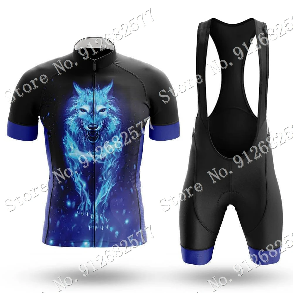 

Футболка для велоспорта Wolf-мужской синий комплект с мультяшным аниме, одежда для велоспорта, костюм для шоссейного велосипеда, рубашка для ...