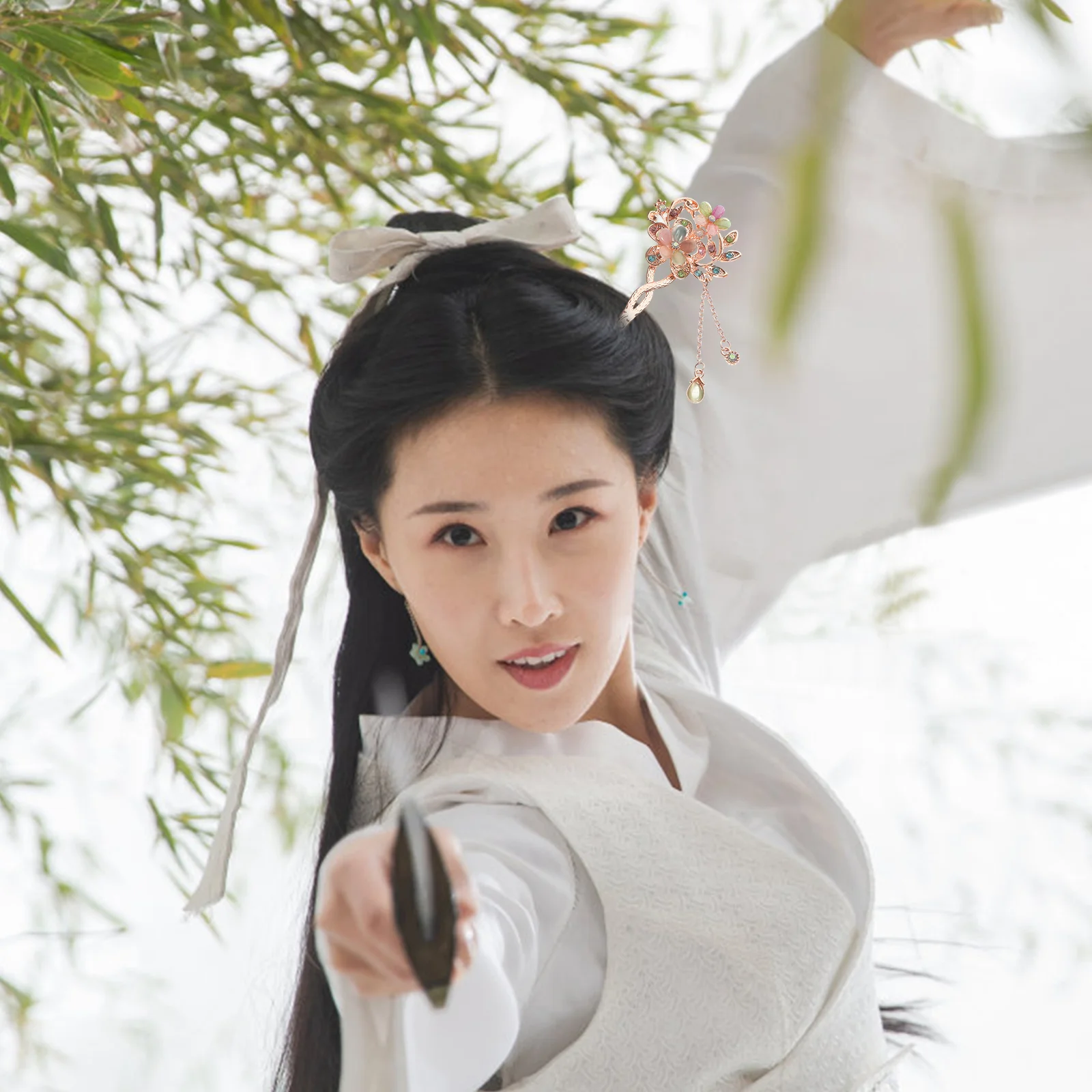 Sticks Wedding Hair Accessories Vintage Decorate Embellishments Blue Chinese Hairpin Miss Dangle Earrings