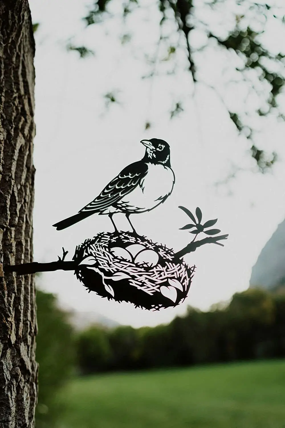 

Robin with Nest Decoration |Garden Art |Backyard Art | Tree Art | Silhouette Art