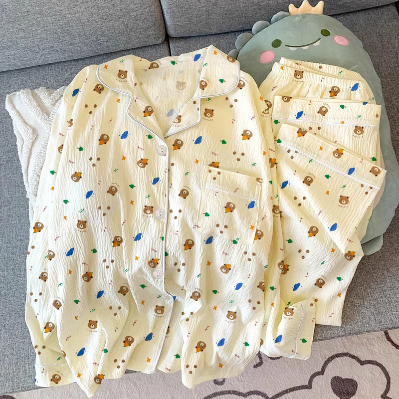 2024 весенне-осенний комплект из 2 предметов женский пижамный модный кардиган