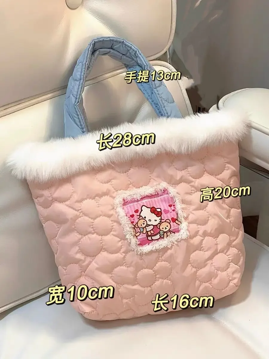 Kawaii Hello Kitty плюшевая сумка через плечо аниме KT милая сумочка модная Y2k зимняя