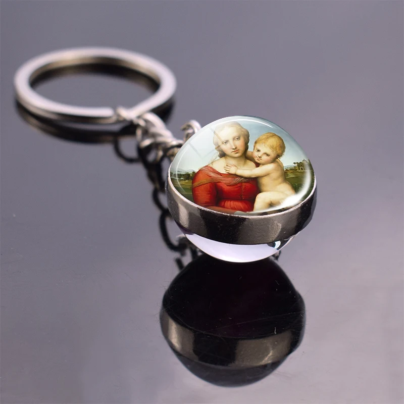 Религиозная бижутерия Святой Франциск двусторонние брелоки со стеклянным шаром для ключей католические подарки Христос Христианским Подарки Энтони Майкл он.