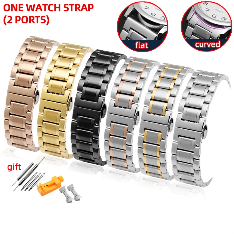 

Ремешок для часов из нержавеющей стали, твердый браслет для наручных часов с дугой, с отверстием для отверстий 14 15 16 18 19 20 21 22 23 24 мм