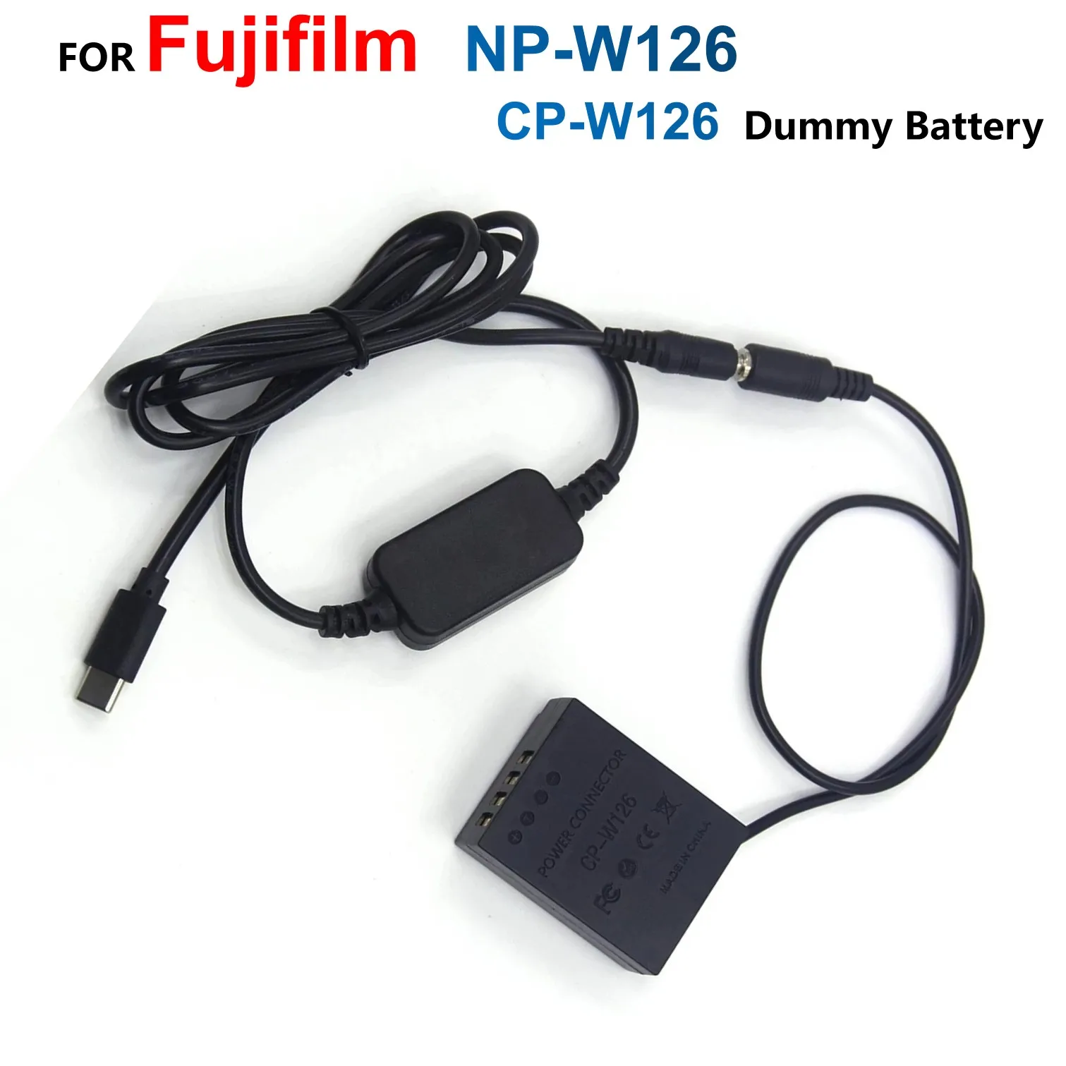 

CP-W126 DC Coupler NP-W126 Dummy Battery + USB Type C USB-PD Converter To DC Cable For Fujifilm X-PRO1 X-E1 X-E3 HS33 HS30 HS50