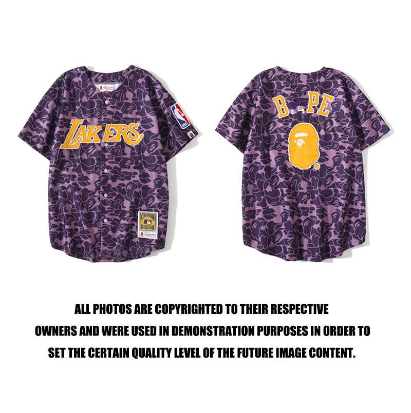 

BAPE Basketball Sports Tee Shirts Purple Breathable 100% Cotton Men Women Tops Male T-shirts Fashion Short Sleeve Summer Clothes