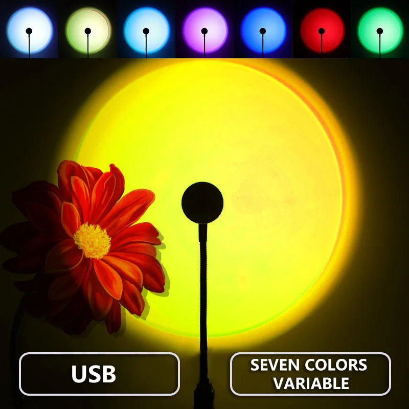 Лампа с радужной проекцией ночсветильник заката светодиодная настольная лампа