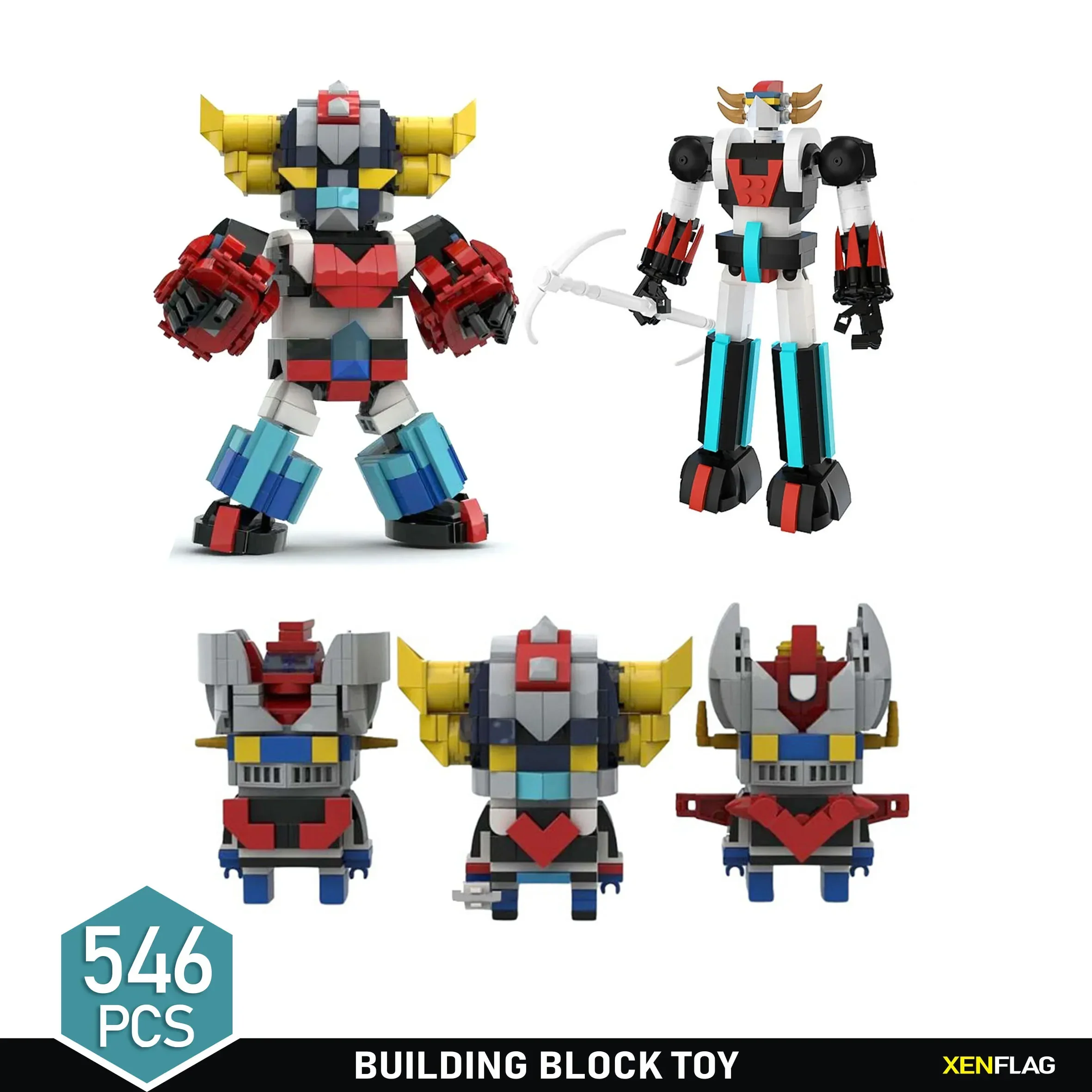 

Golden Armour flying saucer robot building blocks mini cartoon character model building blocks educational toys children's gifts