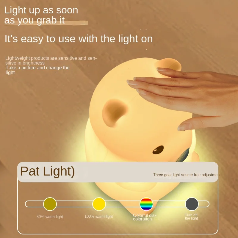 

Creative Mini Cute Popular Silicone Night Light USB Charging Bedhead Intelligent Eye Care Companion Light Pat Light Gift