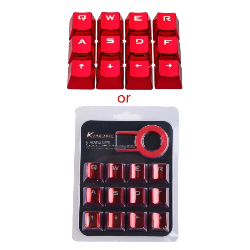 

Q1JF QWER ASDF Direction 12 Keyset Keycap PBT Electroplating Metal Backlit Key
