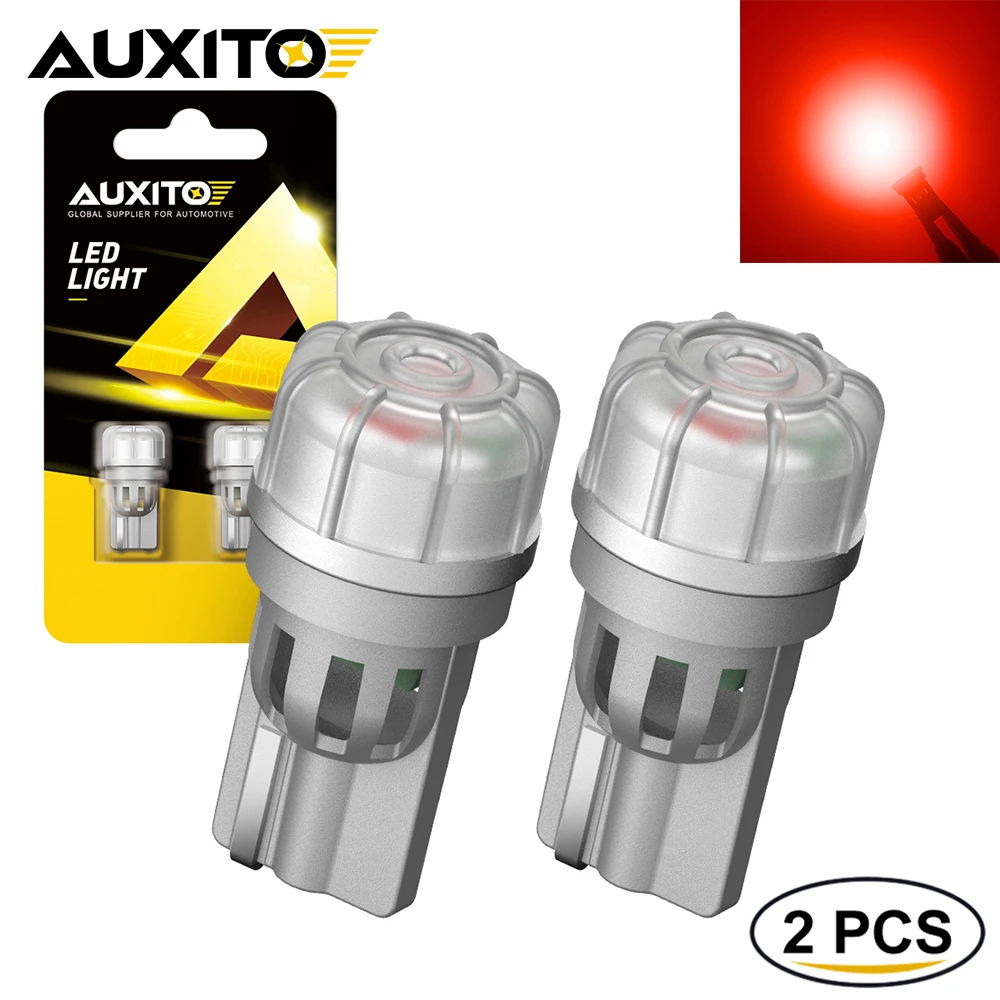 

AUXITO 2Pcs T10 LED Bulb Canbus W5W 194 168 2825 158 192 Dome License Indicator Light Red Amber White LED Bulb Car Accessories