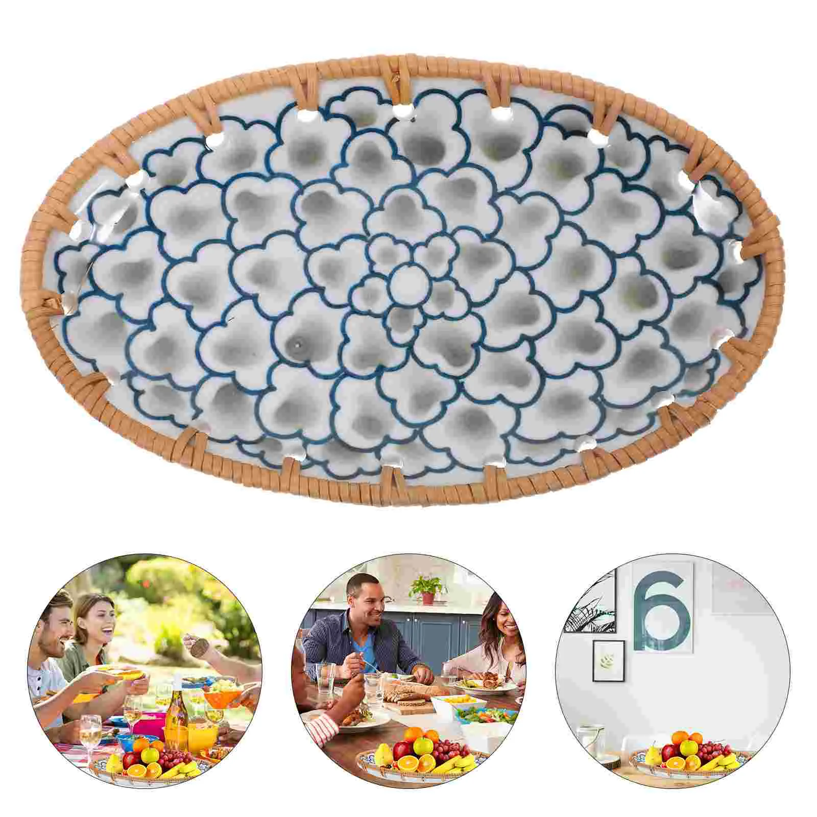 

Replacement Portable Practical Dish Desktop Serving Dish Candy Container Fruit Plate Oval Serving Tray