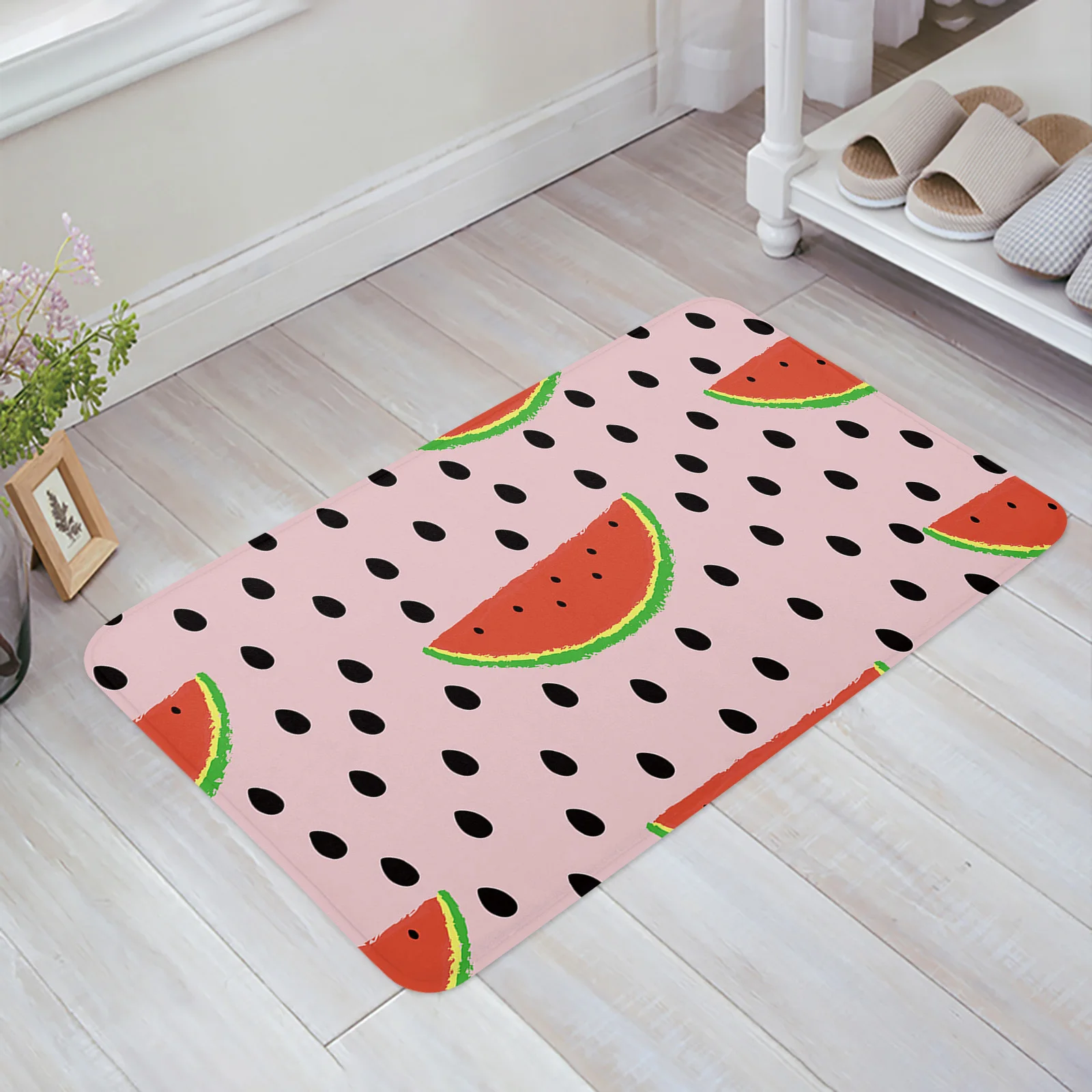 

Tropical Fruit Watermelon Seeds Home Entrance Doormat Kitchen Bathroom Floor Anti-slip Floor Mat Living Room Bedroom Decor Mat