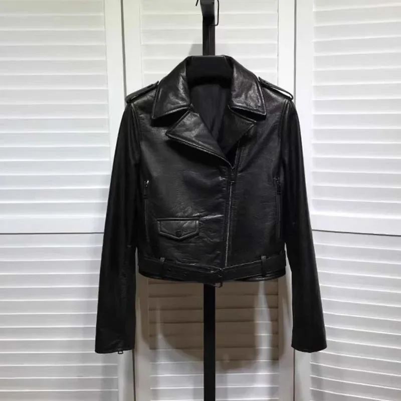 Женское пальто весна и зима 2024 новая мода мото байкерский стиль короткая длина