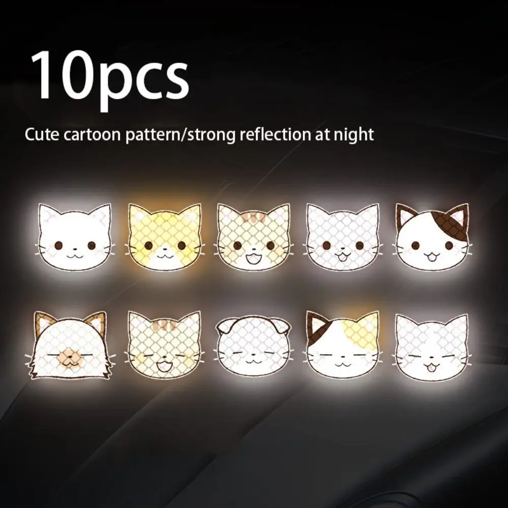 Декоративные наклейки с мультяшным котом, светоотражающие наклейки, водонепроницаемые стикеры в виде кошки