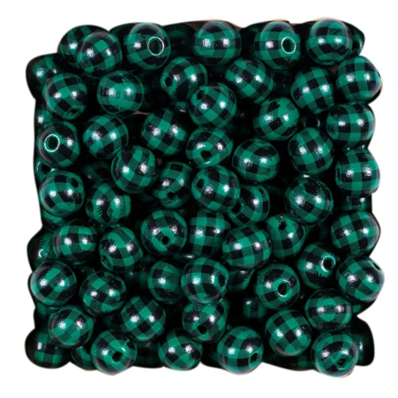 

Checkered Wood Beads 16 Mm / 0.63 Inch Polished Interval Beads Christmas Party Supplies Diy Decoration Home Decoration