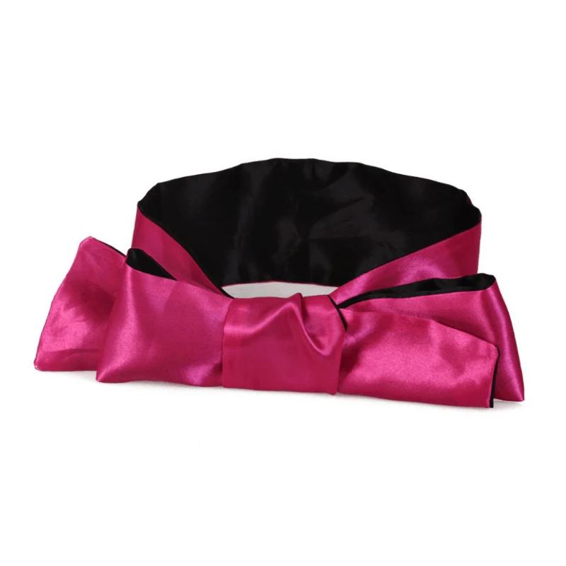 Товары для взрослых повязка на глаза черная атласная ткань в комплекте наручники