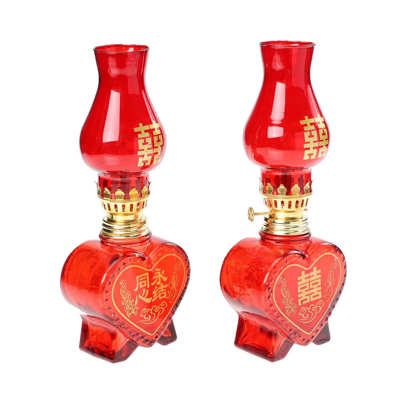 

2Pcs Wedding Celebration Kerosene Lamp Home Camping Lamp Chinese-style Red Oil Light