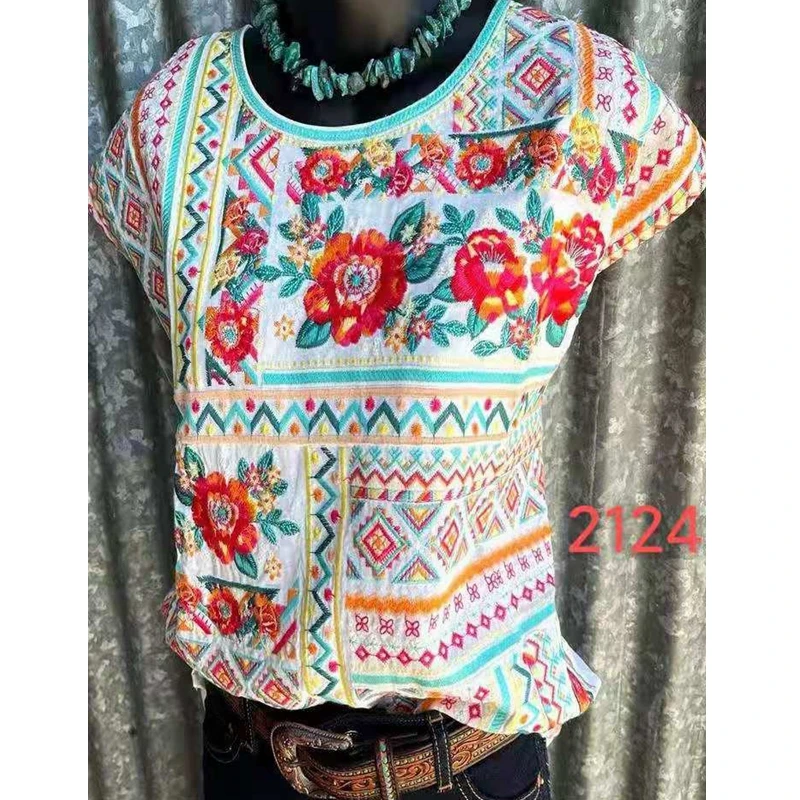 

Vintage Print Woman Tshirts Summer Fashion Short Sleeve Round Neck Loose Tees for Women Lugentolo