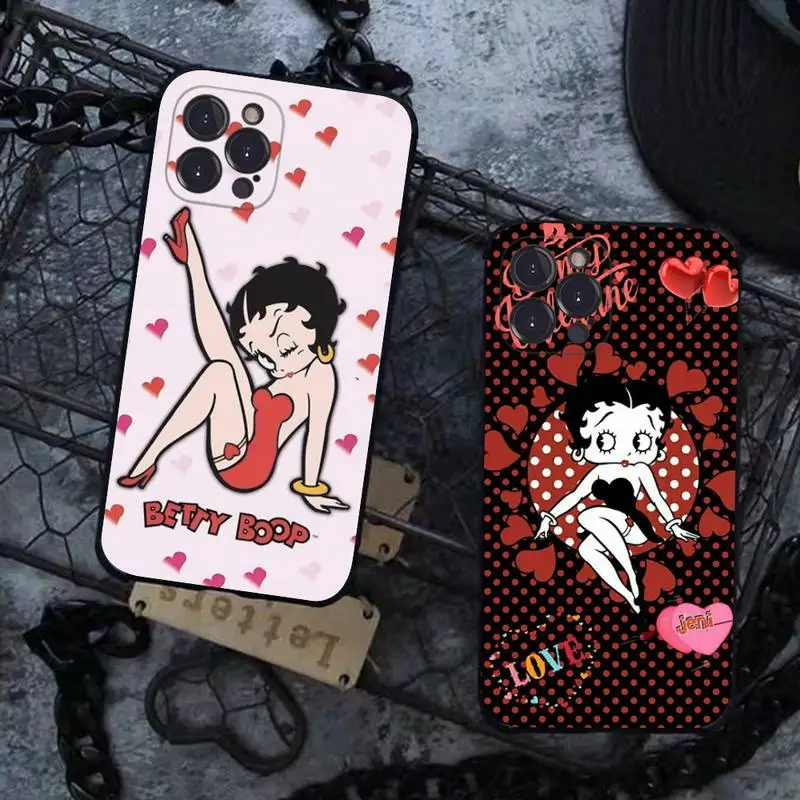 

Pink Sexy B-Betty B-Boop Phone Case for iPhone 8 7 6 6S Plus X SE 2020 XR XS 14 11 12 13 Mini Pro Max Mobile Case