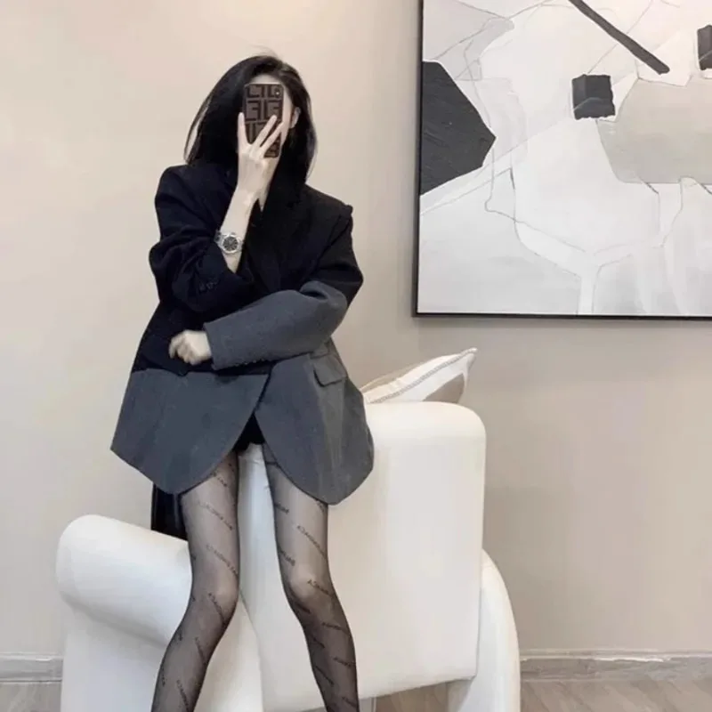 łniana marynarka damska wiosenna biurowa prosta na wszystkie mecze osobowość atrakcyjna luźna patchworkowa w stylu koreańskim z temperamentem