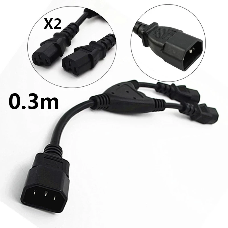 Переходник IEC 320 C14 на разветвитель 2XC15 Y-типа, удлинитель питания, C14-C15 30 см, двойной C15, кабель для зарядки C14-2 * C15