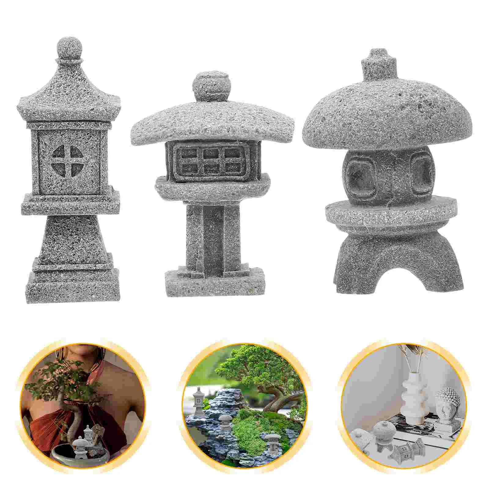 

3 Pcs Tabletop Miniatures Mini Aquarium Mini Zen Garden Chinsese Pagoda Statue Miniature Bonsai Accessories Garden Mini Pagoda