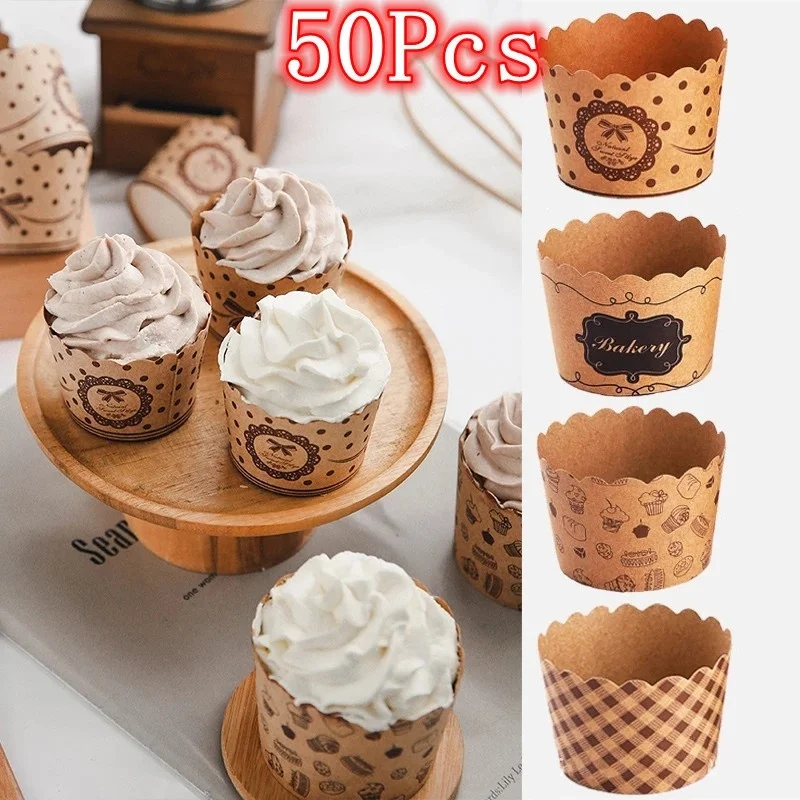 

50pcs cake cups Baking Resistance Cupcake Baking Medium Round Square Cake Cupcake Evaporation Cake Cup Baking Paper Holder