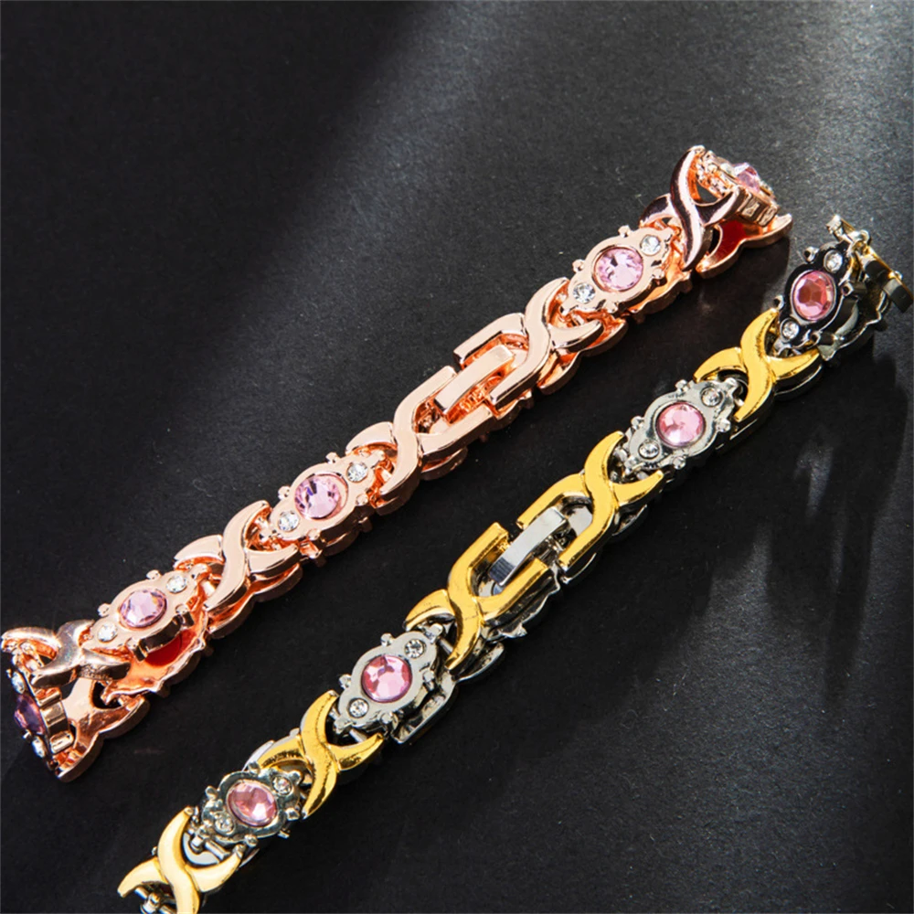 

Luxury Rhinestone Cuban Chain Bracelets for Women Hiphop Trendy Geometry Adjustable Link Magnet Bracelet Charm Jewelry Pulseras