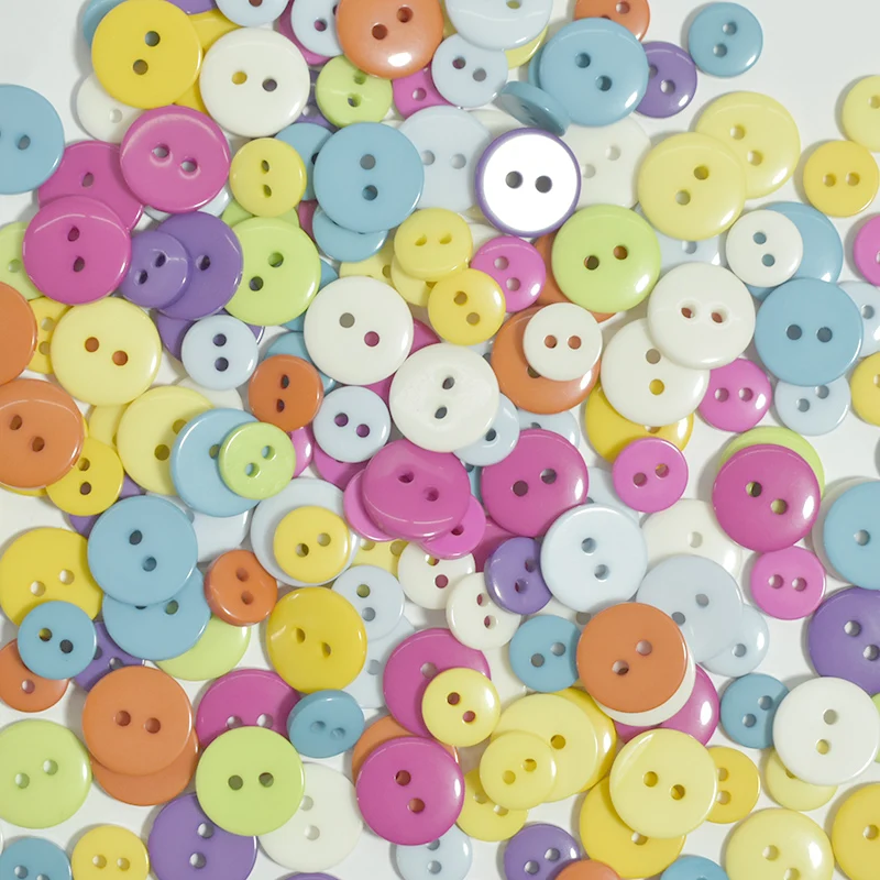 

New 9mm/13mm Mixed Color 2-hole Single Bread Buttons HAND DIY Round Resin Button Accessories for children's clothing