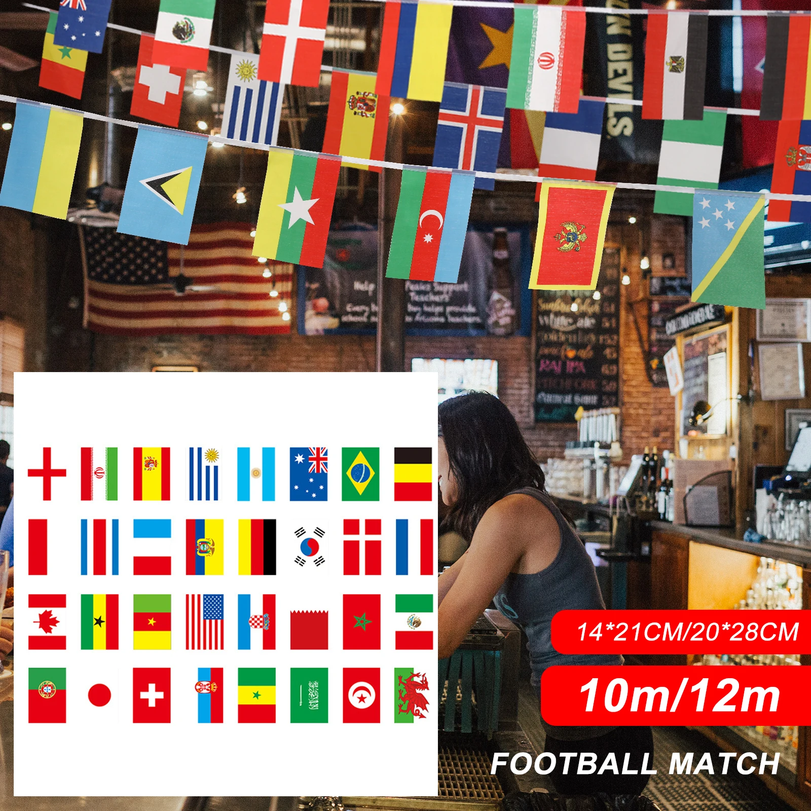 

2022 New Football Game Top 32 Countries String Flags Restaurant Bar Decoration Banner Soccer Club Party Decoration Hanging Flags