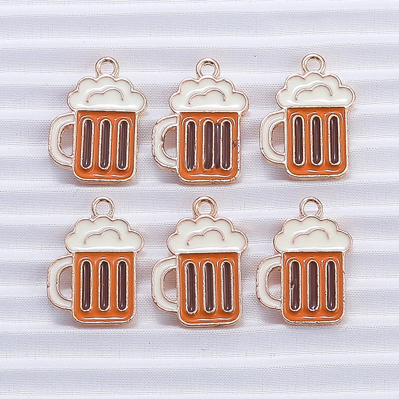 

10pcs 14x19mm Cute Drink Charms Alloy Enamel Beer Cup Charms Pendants for Jewelry Making DIY Earrings Necklaces Crafts Supplies